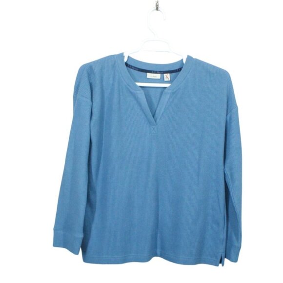 LL Bean Soft Waffle Sleep Pajama Top Chalk Blue Size M - Picture 1 of 11